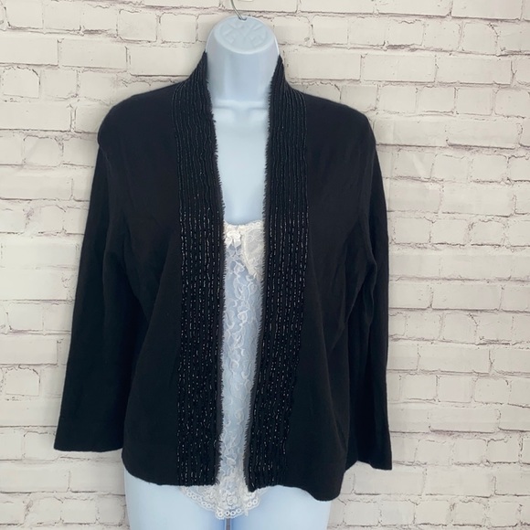 J. Crew Sweaters - J.Crew lambs wool Vintage beaded black cardigan size XL